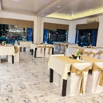 Indoor hall set for a celebration