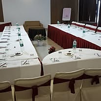 Conference tables arranged in a U shape